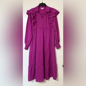 Umgee Midi Dress with Ruffle Sleeves Size M